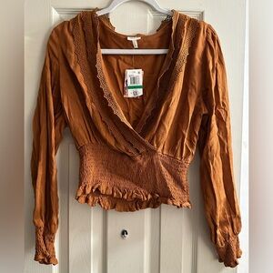 Women's Brown Smocked Top